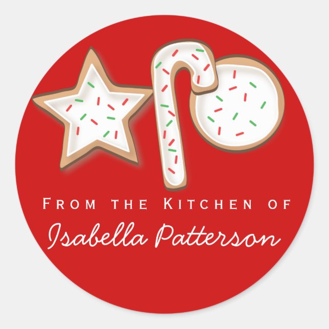 Sticker Rond Cookies de Noël de l'autocollant de cuisine Rouge (Devant)