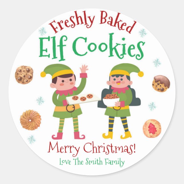 Sticker Rond Cookies de Noël Elf du Pôle Nord (Devant)