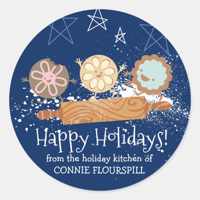 Sticker Rond Cookies de Noël ludiques de la cuisine de (Devant)