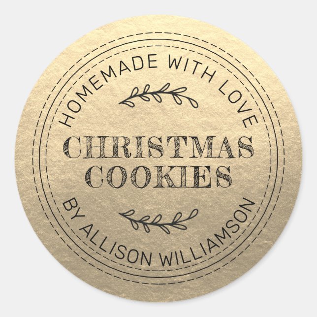 Sticker Rond Cookies de Noël rustiques faits maison Champagne G (Devant)