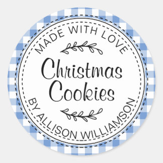 Sticker Rond Cookies de Noël rustiques faits maison Coche bleue