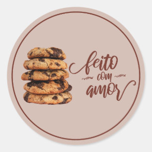 Sticker Rond Cookies faits avec amour, feito com amor