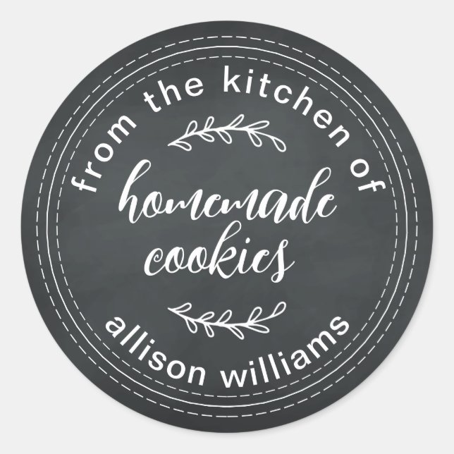 Sticker Rond Cookies faits maison de la cuisine de tableau noir (Devant)