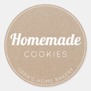 Sticker Rond Cookies faits maison Vintage Papier Kraft simple
