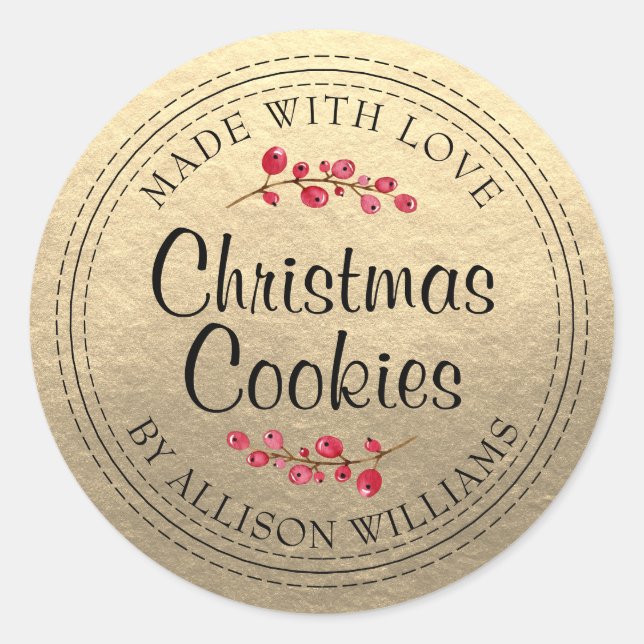 Sticker Rond Cookies maison de Noël Champagne Gold Jar (Devant)