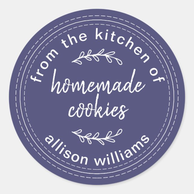 Sticker Rond Cookies maison rustiques Bleu marine (Devant)