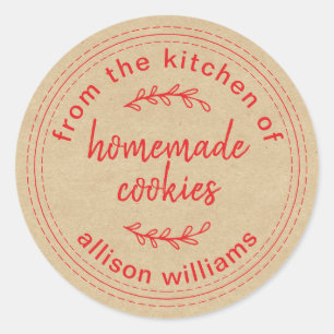 Sticker Rond Cookies maison rustiques de la cuisine de Kraft