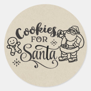 Sticker Rond COOKIES POUR PÈRE NOËL Traitement de faveur de Noë