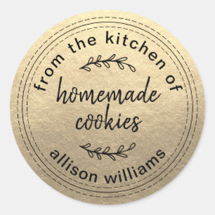 Sticker Rond Cookies rustiques faits maison de la cuisine d'or