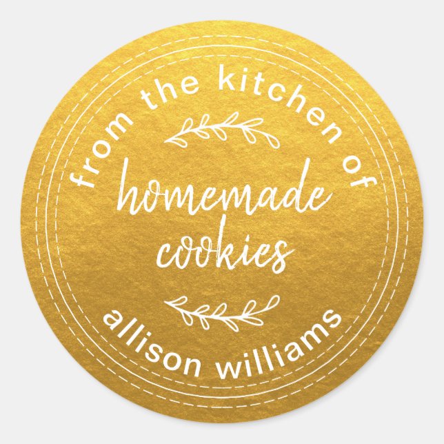 Sticker Rond Cookies rustiques faits maison de la cuisine d'or (Devant)