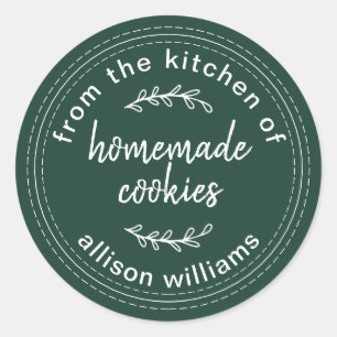 Sticker Rond Cookies rustiques faits maison Vert foncé