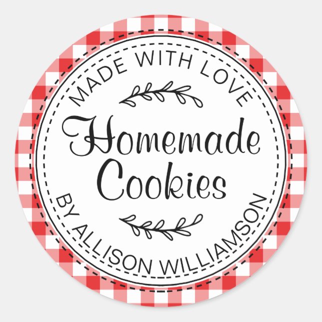Sticker Rond Cookies rustiques modernes faits maison Coche roug (Devant)