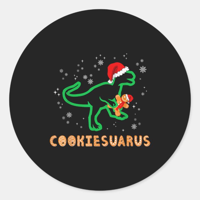 Sticker Rond Cookiesaurus Christmas Dinosaur Rex Sugar Cookie  (Devant)