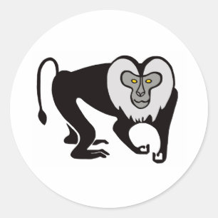 Sticker Rond Cool à queue de lion MACAQUE militant animal - Nat