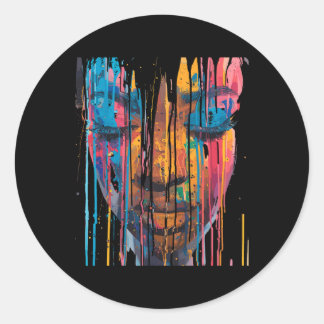 Sticker Rond Cool Africaine femme Afro couleur visage peint Jun