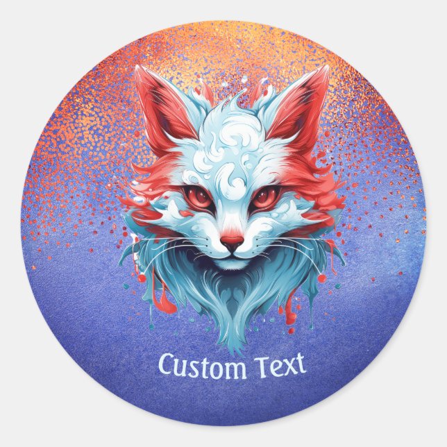 Sticker Rond Cool Anime Magique Chat Personnalisé (Devant)