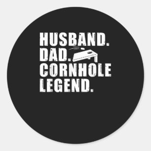 Sticker Rond Cool Art Husband Papa Corn Hole Legend Sport