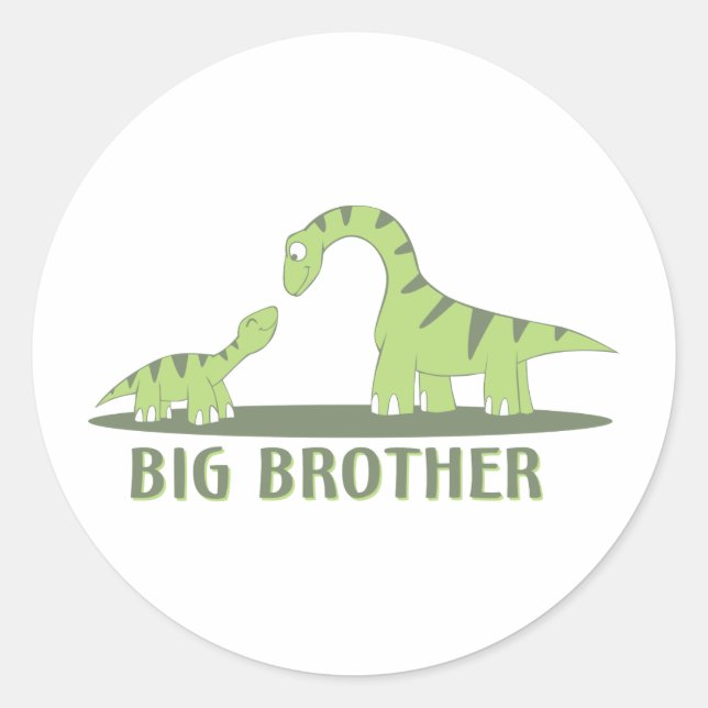 Sticker Rond Cool Big Brother Shirt - Thème Dinosaur (Devant)