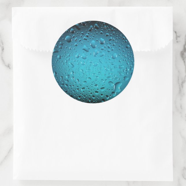 Sticker Rond Cool Bleu gouttes d'eau (Sac)