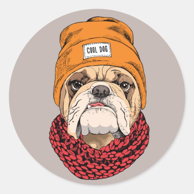 Sticker Rond Cool Bulldog (Devant)