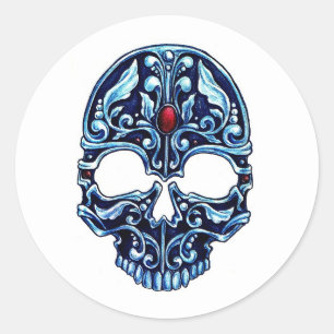 Sticker Rond Cool caricature tatouage symbole crâne gothique e