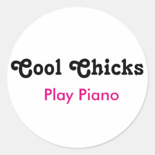 Sticker Rond Cool Chicks Jouer Piano