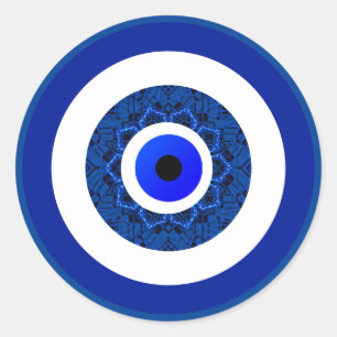 Sticker Rond Cool Cobalt bleu grec Mandala Nazar mal oeil