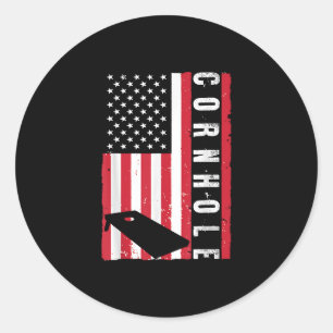 Sticker Rond Cool Cornhole Art American Flag Corn Trou Joueur
