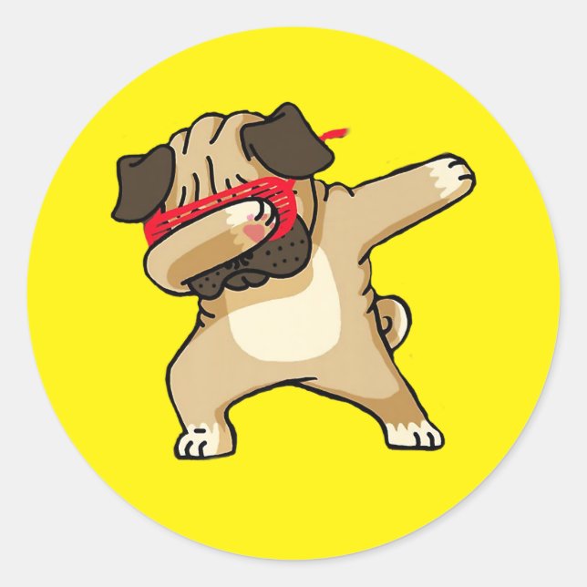 Sticker Rond Cool Dabbing Carlin Danse de chien (Devant)