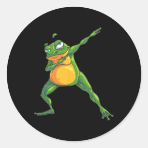 Sticker Rond Cool Dabbing Frog Drôle Hip-hop Tadpole Danser Lo