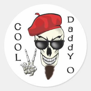 Sticker Rond Cool Daddy - O Beatnik Skull