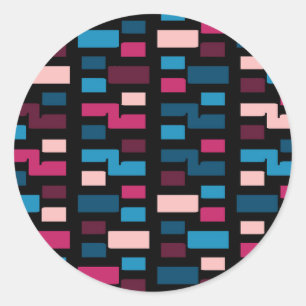 Sticker Rond Cool de nuit tendance Bleu et rose Ville Motif de