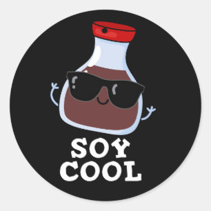 Sticker Rond Cool de soja Funny Sauce de soja Pun Dark BG