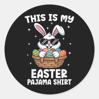 Sticker Rond Cool Easter Egg Sket Bunny This Is My Easter Pajam