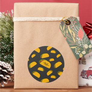 Sticker Rond Cool et amusant yummy taco motif Monogramme