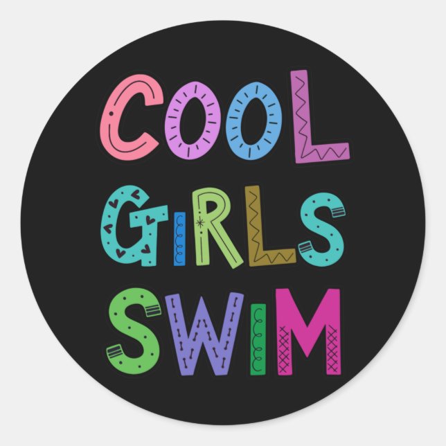 Sticker Rond Cool Filles nager nager nager Femme Enfants (Devant)