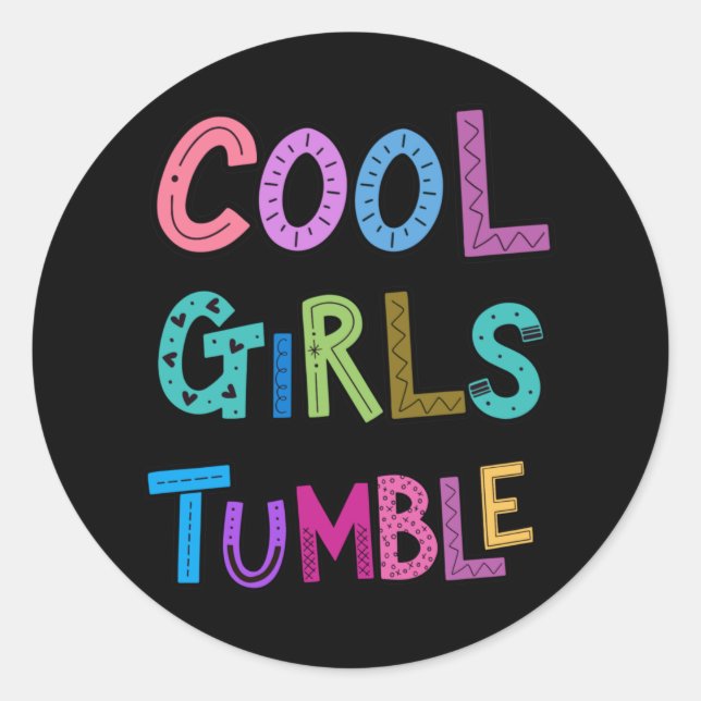 Sticker Rond Cool Filles Tumble Gymnastique Gymnaste Filles Enf (Devant)