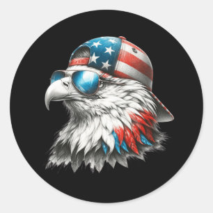 Sticker Rond Cool Funny American Bald Eagle Jour de l'Inaugurat