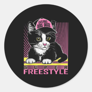 Sticker Rond Cool Funny Sarcastic Cats Mèmes Citations Cartoon 