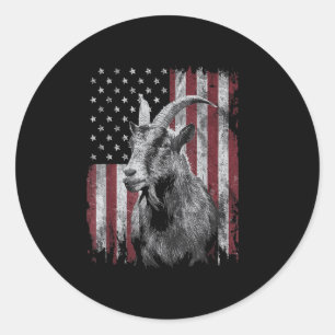 Sticker Rond Cool Goat Lover 4 juillet Patriotique Usa Indépend