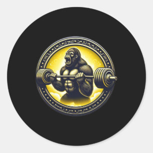 Sticker Rond Cool Gorilla Art Bodybuilding Poids Gym Ap