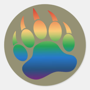 Sticker Rond Cool Gradient Motif Gay Ours Pride Ours Paw