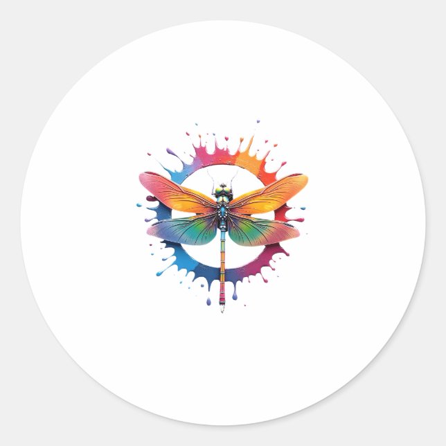 Sticker Rond Cool Graphic Tie Dye Lunettes de soleil Dragonfly  (Devant)