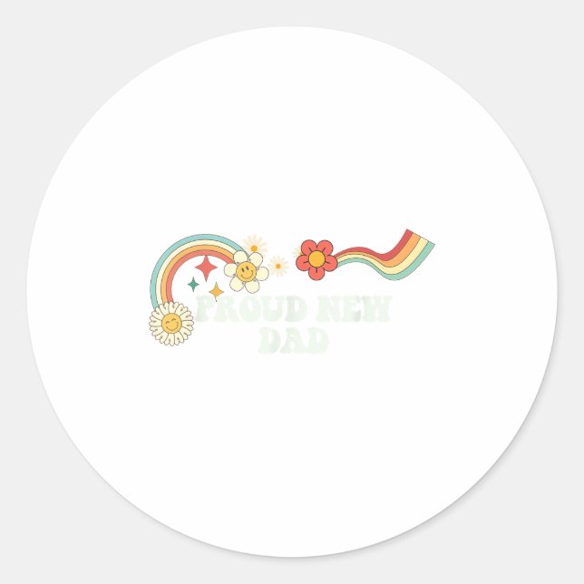 Sticker Rond Cool Groovy Quote Proud New Dad Saying Art  (Devant)