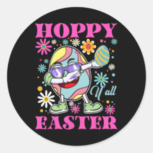 Sticker Rond Cool Hoppy Easter Y’all Dabbin’ Egg