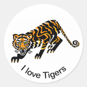 Sticker Rond Cool - J'aime TIGERS - Amoureux des animaux - Natu
