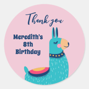Sticker Rond Cool Llama Dessin Anniversaire de enfant Parti Fav