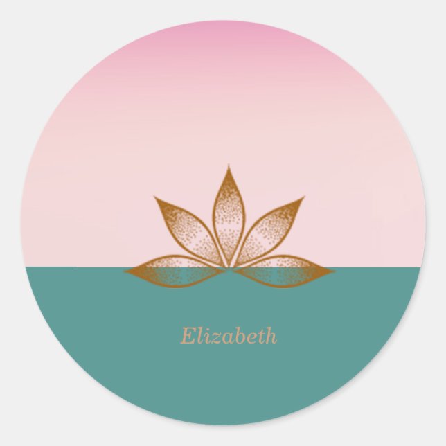 Sticker Rond Cool Lotus Pink Green (Devant)