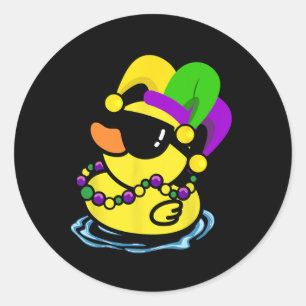 Sticker Rond Cool Mardi Gras Duck New Orleans Carnival Party Wo