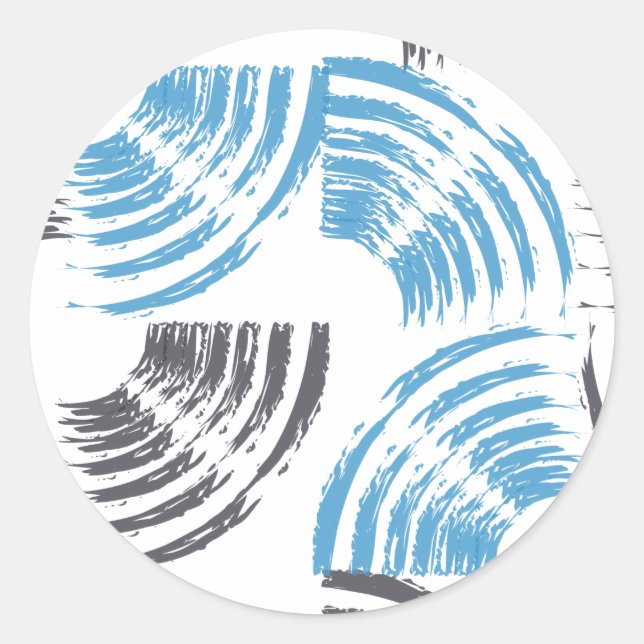 Sticker Rond Cool, moderne, bleu abstrait tendance (Devant)